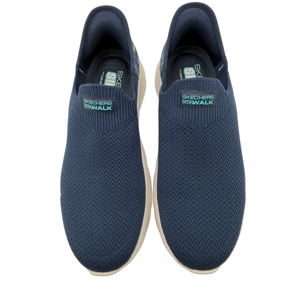 Skechers GoWalk Slip-ins Women 8.5 Navy Excellent Floral Hands Free Walking Shoe